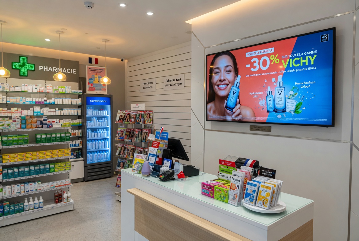 Écran vitrine LED paysage 65 pouces pour commerce – Groupe SGS